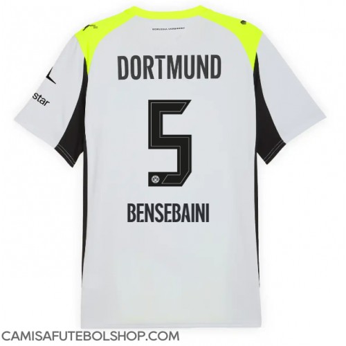 Camisa de time de futebol Borussia Dortmund Ramy Bensebaini #5 Replicas 2º Equipamento 2025-26 Manga Curta